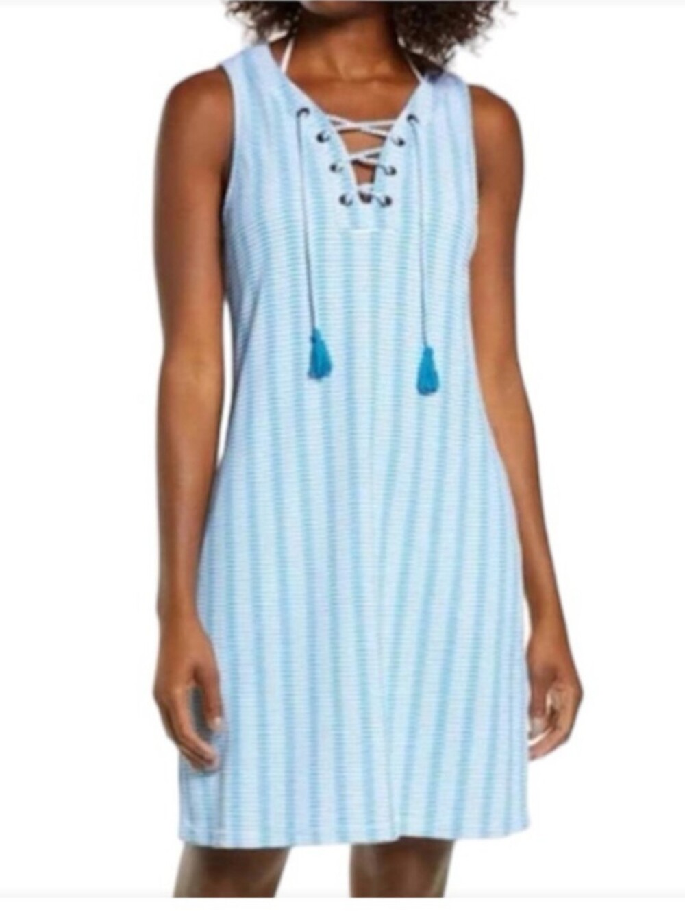 Tommy Bahama Island Cays Turquoise & White Dress Women's Dress Size Small